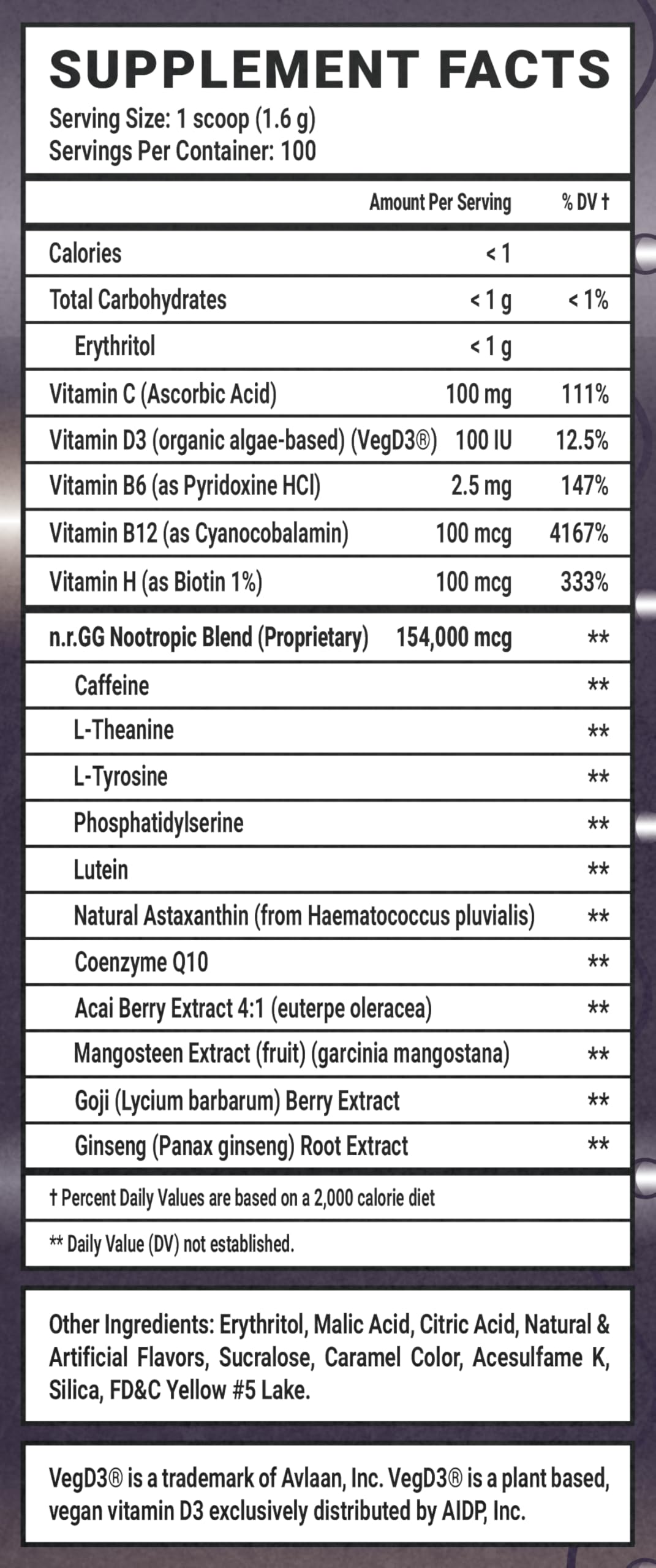 Gamer Supps GG Crusaderade: vitamines et nootropiques sans additifs de remplissage, soutien potentiel.