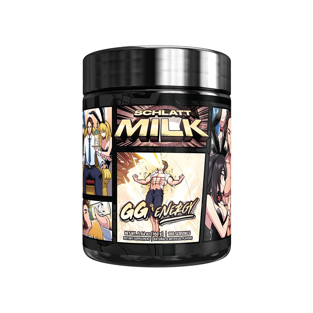 Bouteille Gamersupps GG Schlatt Milk, saveur framboise bleue, énergie sans sucre.
