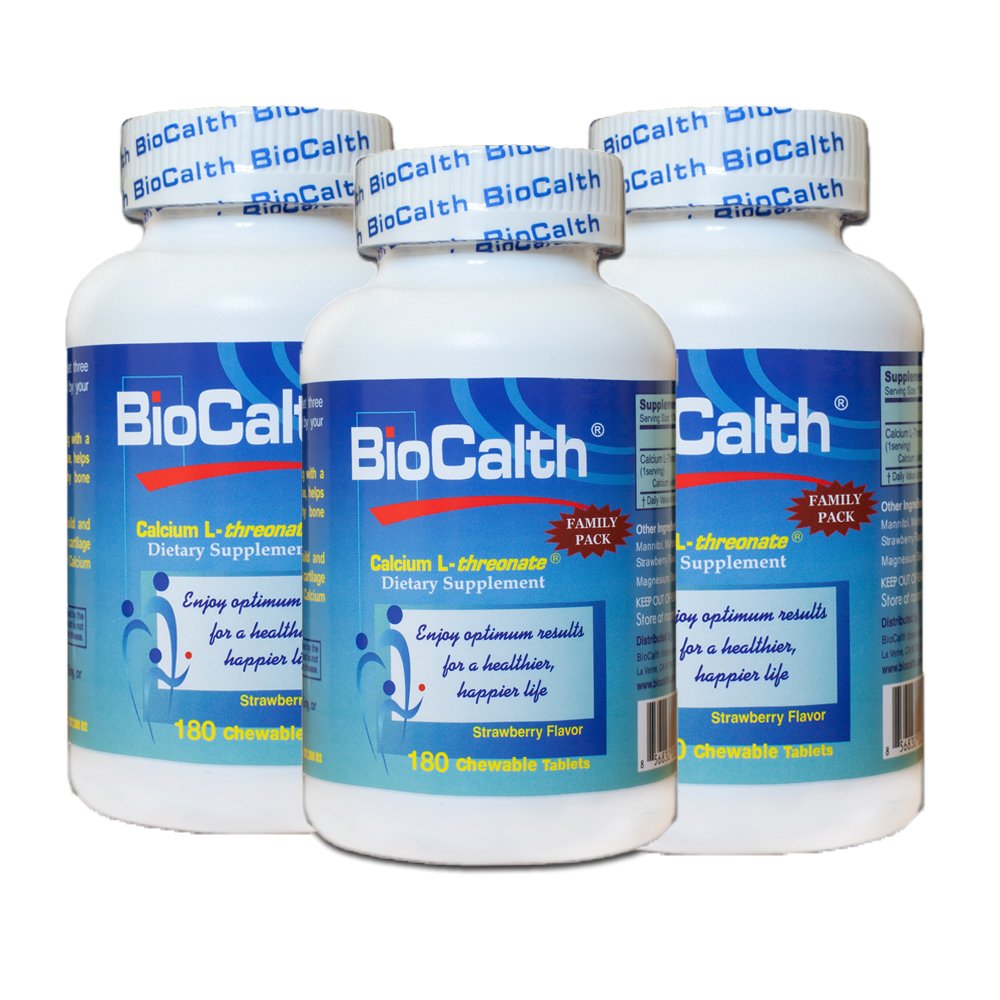 BioCalth L-thréonate fraise, emballage pratique pour dosage quotidien