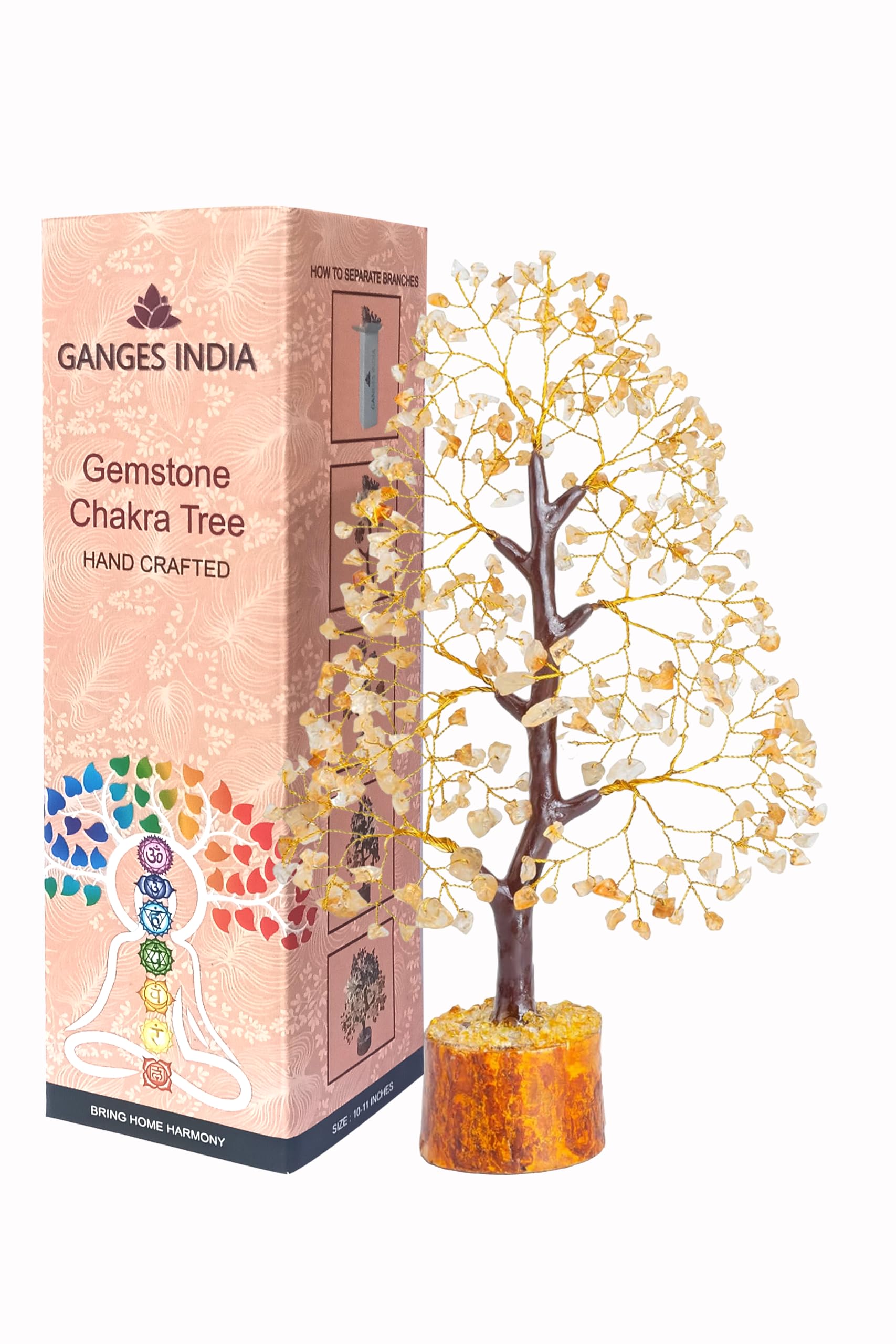 Gangesindia Arbre Citrine – feuilles-quartz: apporte lumière et énergie positive à votre décor.