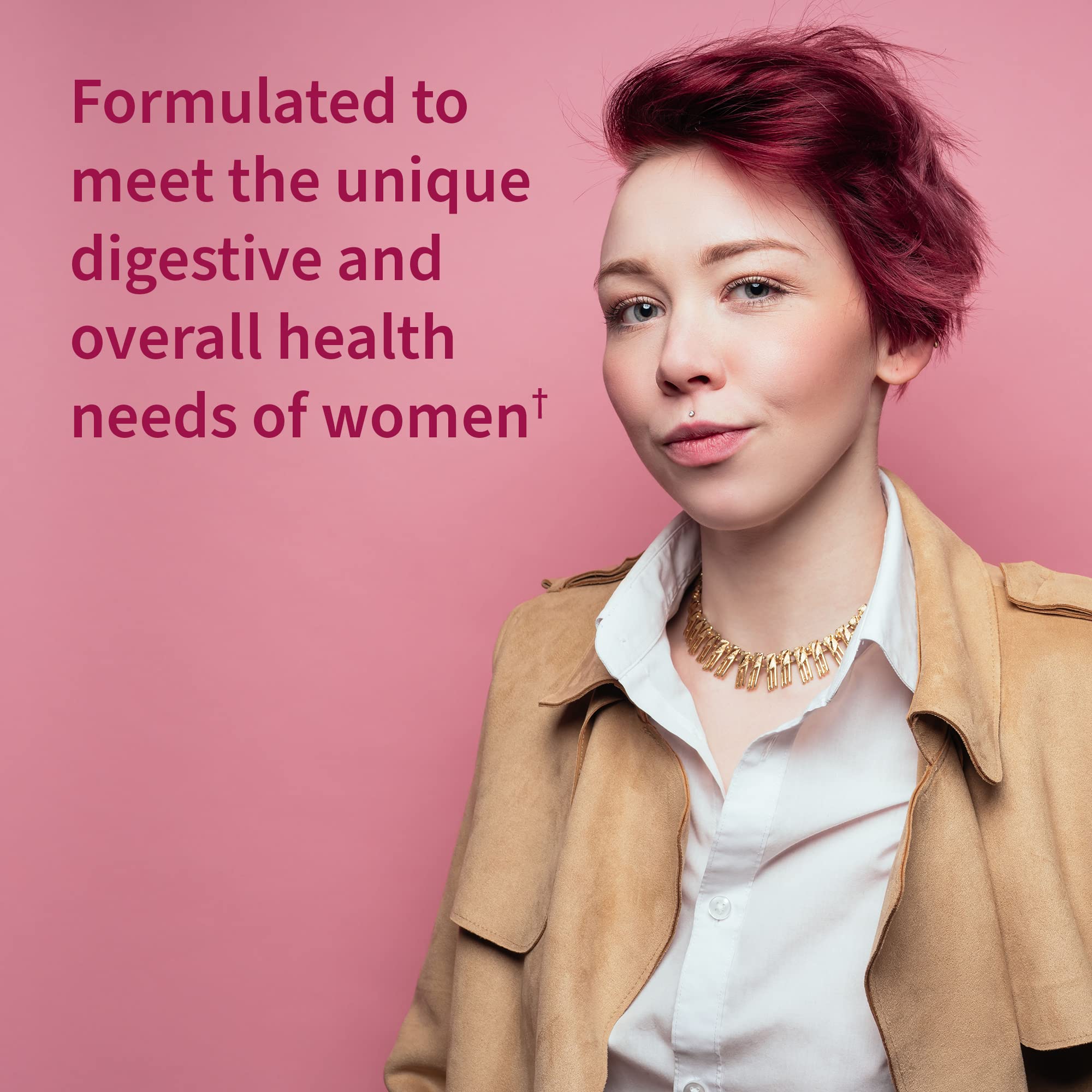Garden of Life RAW Enzymes pour Femmes – étiquette claire indiquant les caractéristiques principales.