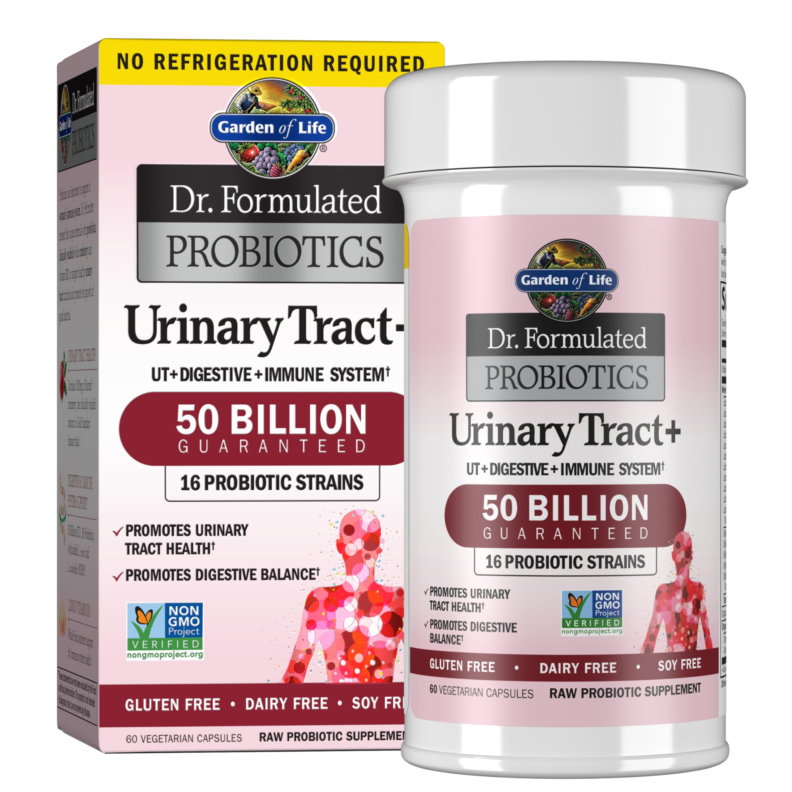 Garden of Life Urinary Tract+ en bouteille, capsules pour digestion et immunité potentielle.