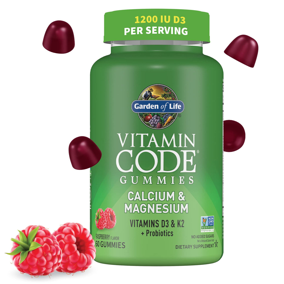 Gomme Garden of Life calcium magnésium en bouteille pour le soutien osseux