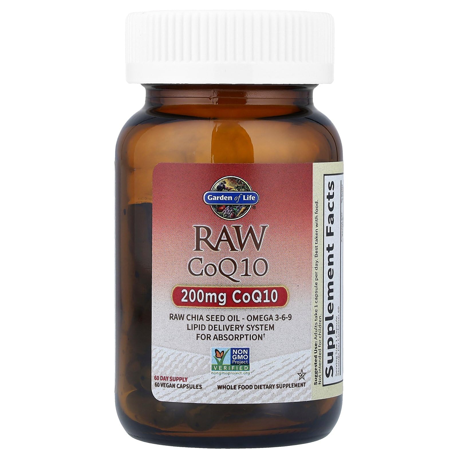 Garden of Life CoQ10 200 mg – capsules CoQ10, énergie cellulaire et antioxydant naturel.