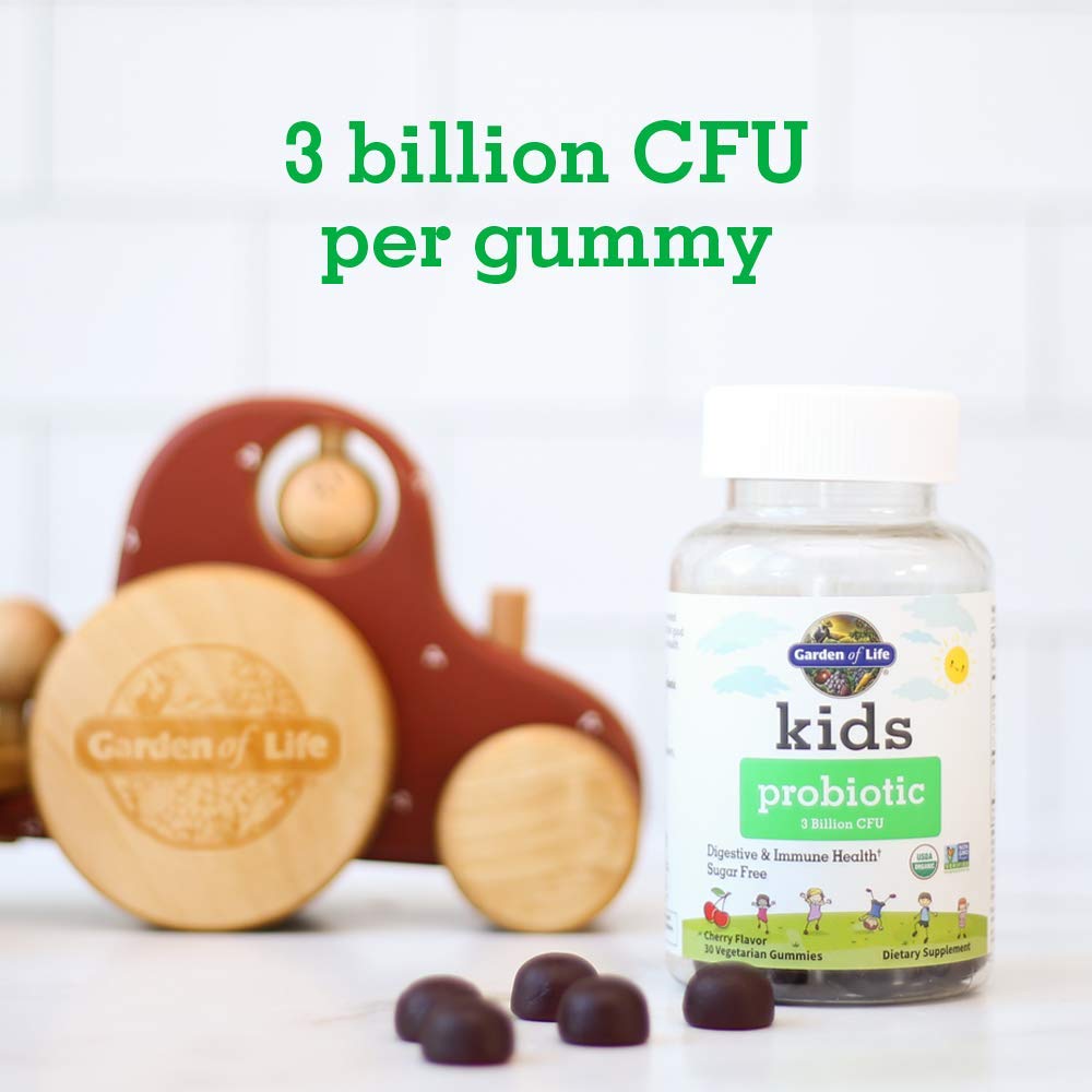 Garden of Life Gommes Probiotiques Enfants Cerise – sans sucre ajouté et stévia organique.