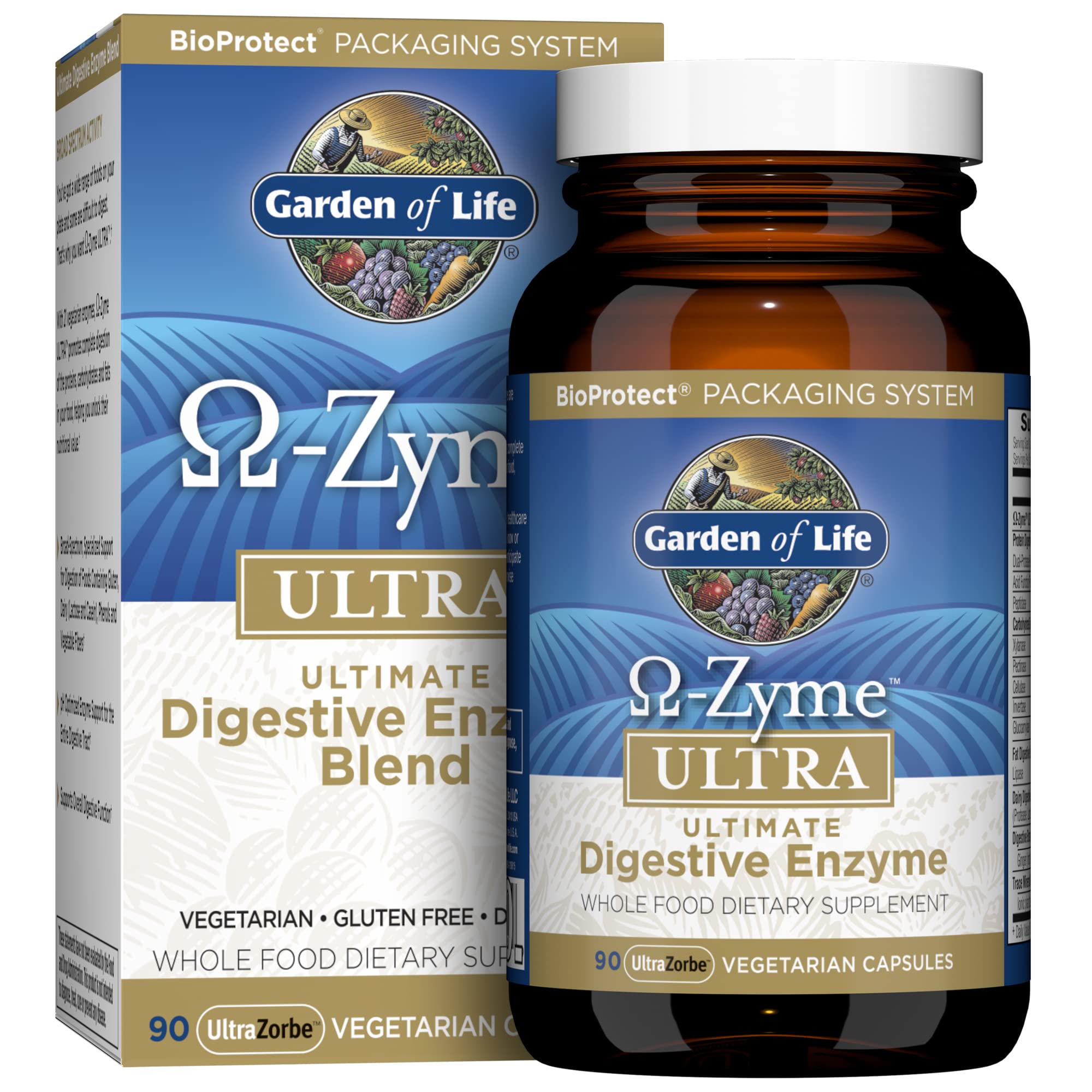 Omega-Zyme Ultra de Garden of Life, versement de la bouteille, soutien potentiel à la digestion.
