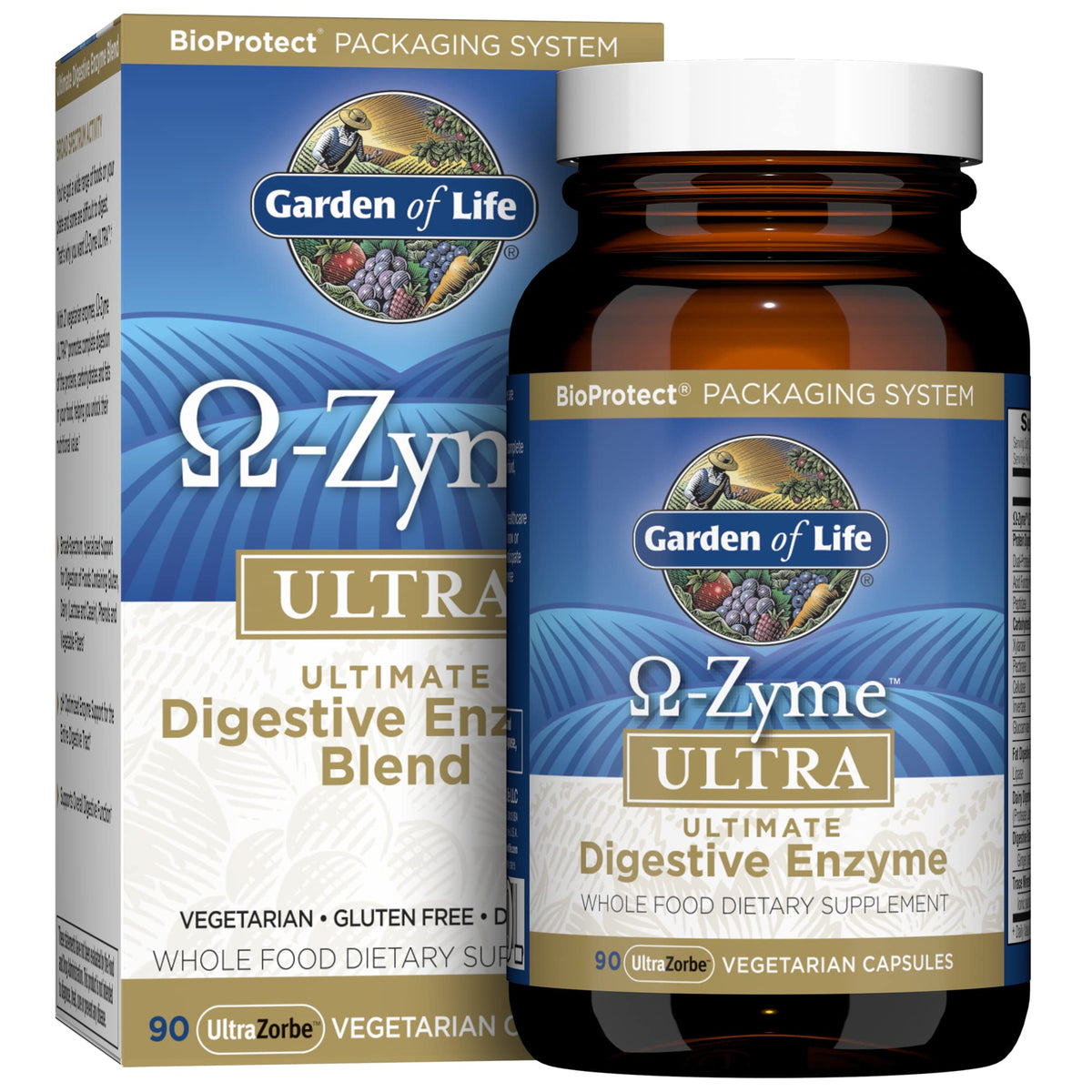 Omega-Zyme Ultra de Garden of Life, versement de la bouteille, soutien potentiel à la digestion.
