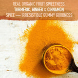 Garden of Life Organics Turmeric Gommes – texture fruitée sans ingrédients artificiels.