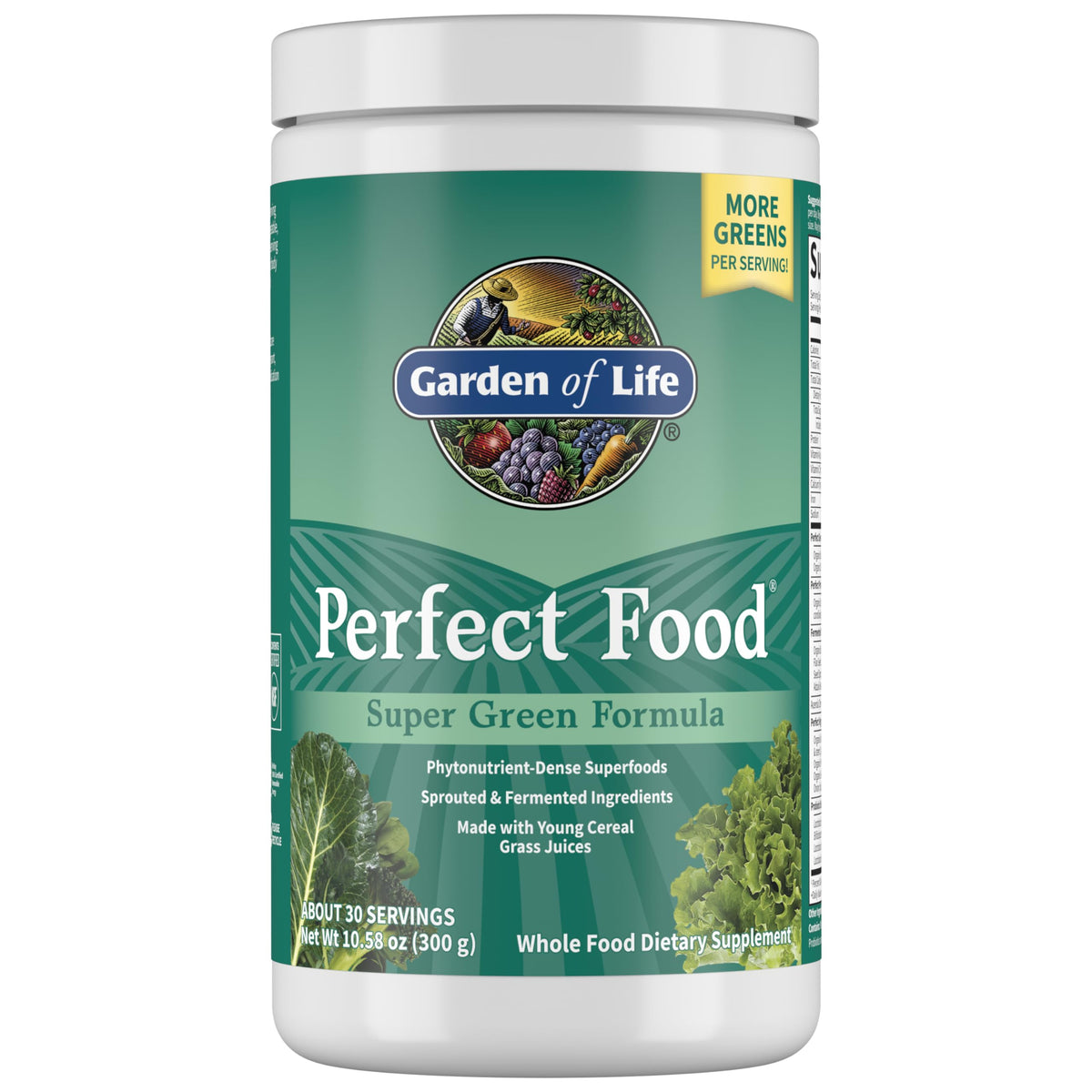 Garden of Life Perfect Food – bouteille et étiquette, présentation nette et sûre