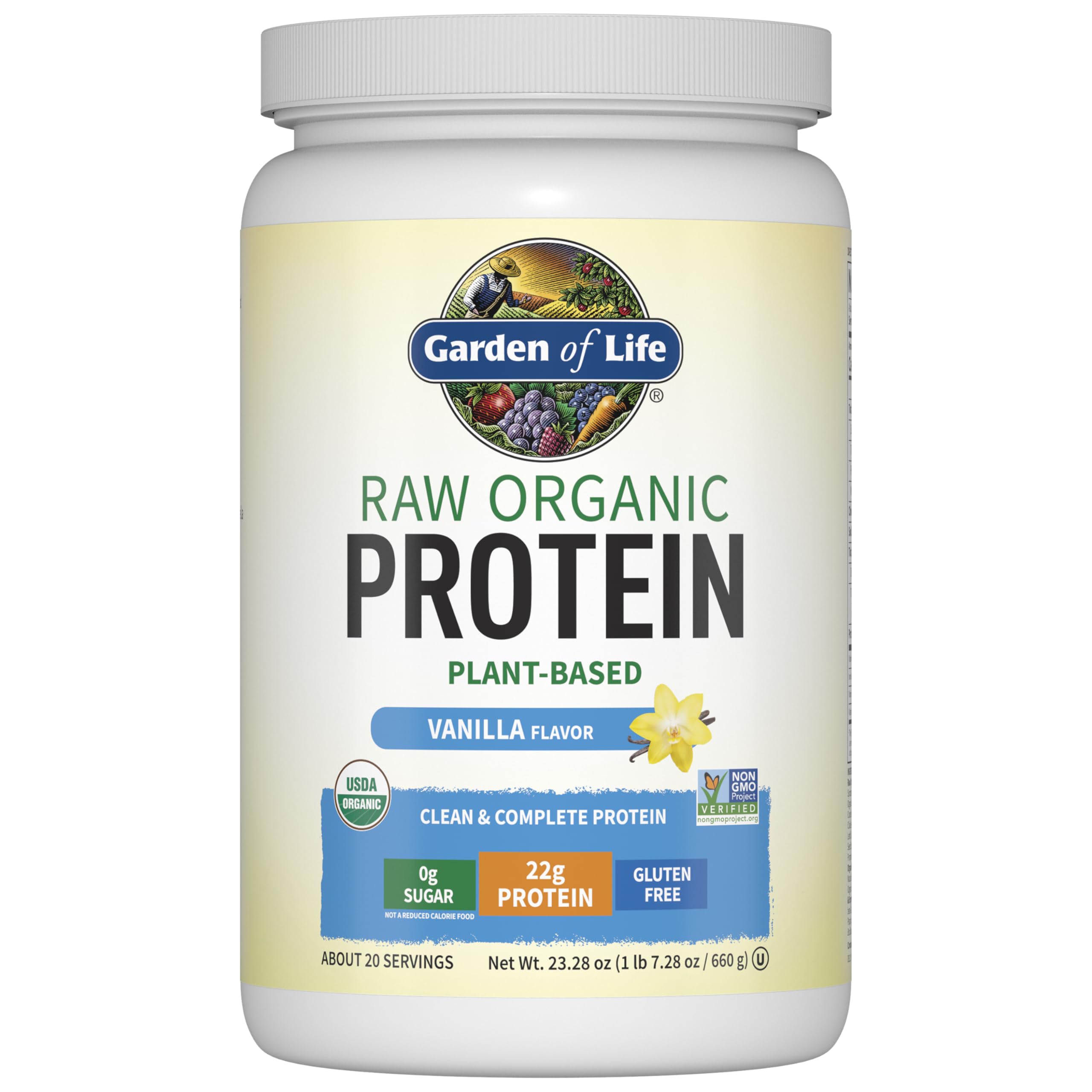 Garden of Life Poudre Protéine Végétale Vanille, mélange facile pour smoothies protéinés