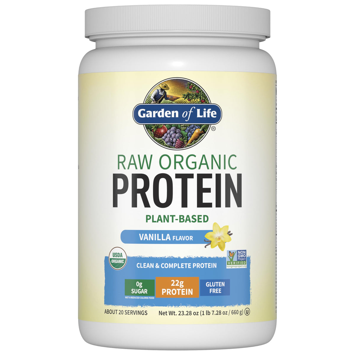 Garden of Life Poudre Protéine Végétale Vanille, mélange facile pour smoothies protéinés
