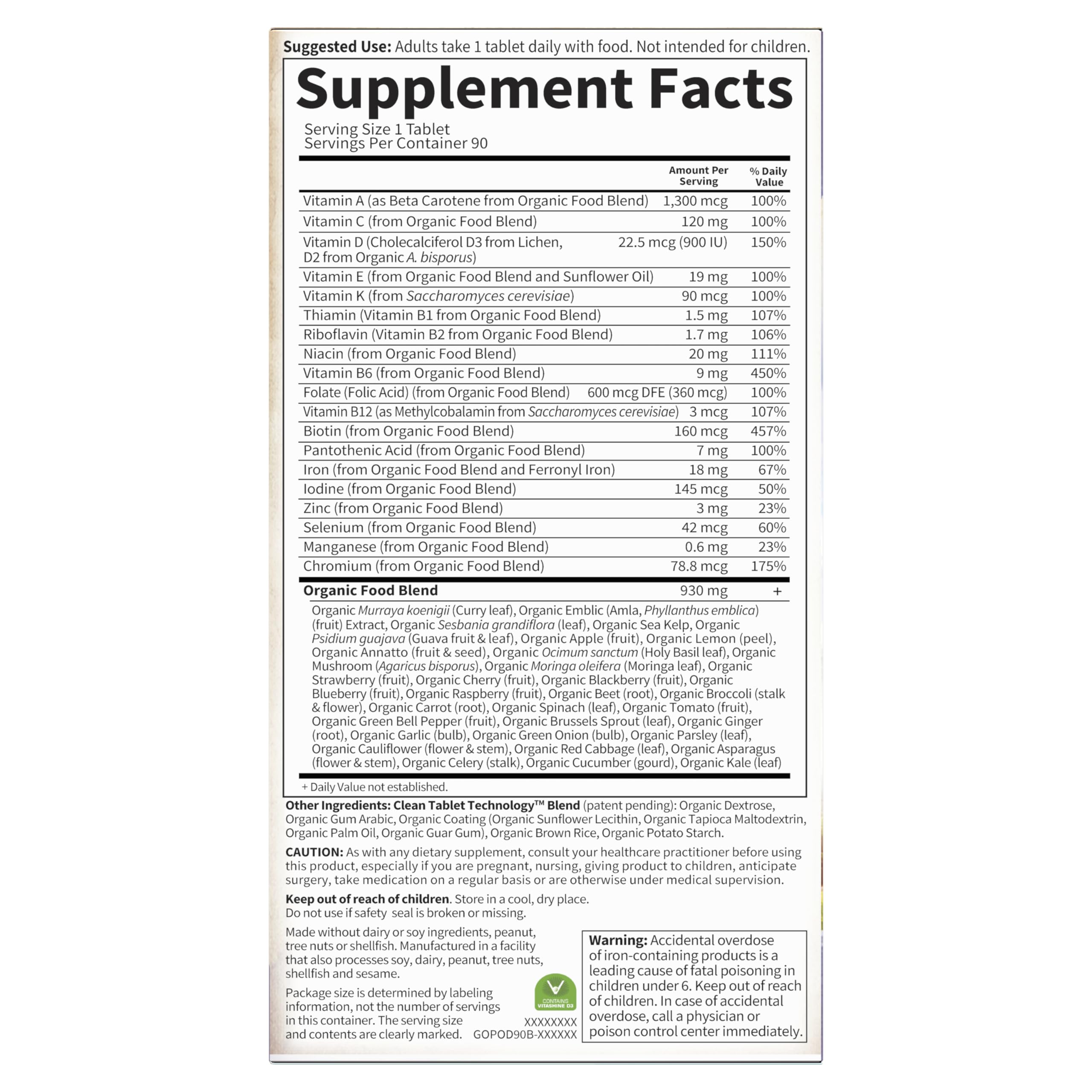 Garden of Life Prenatal – certifications biologiques et véganes.