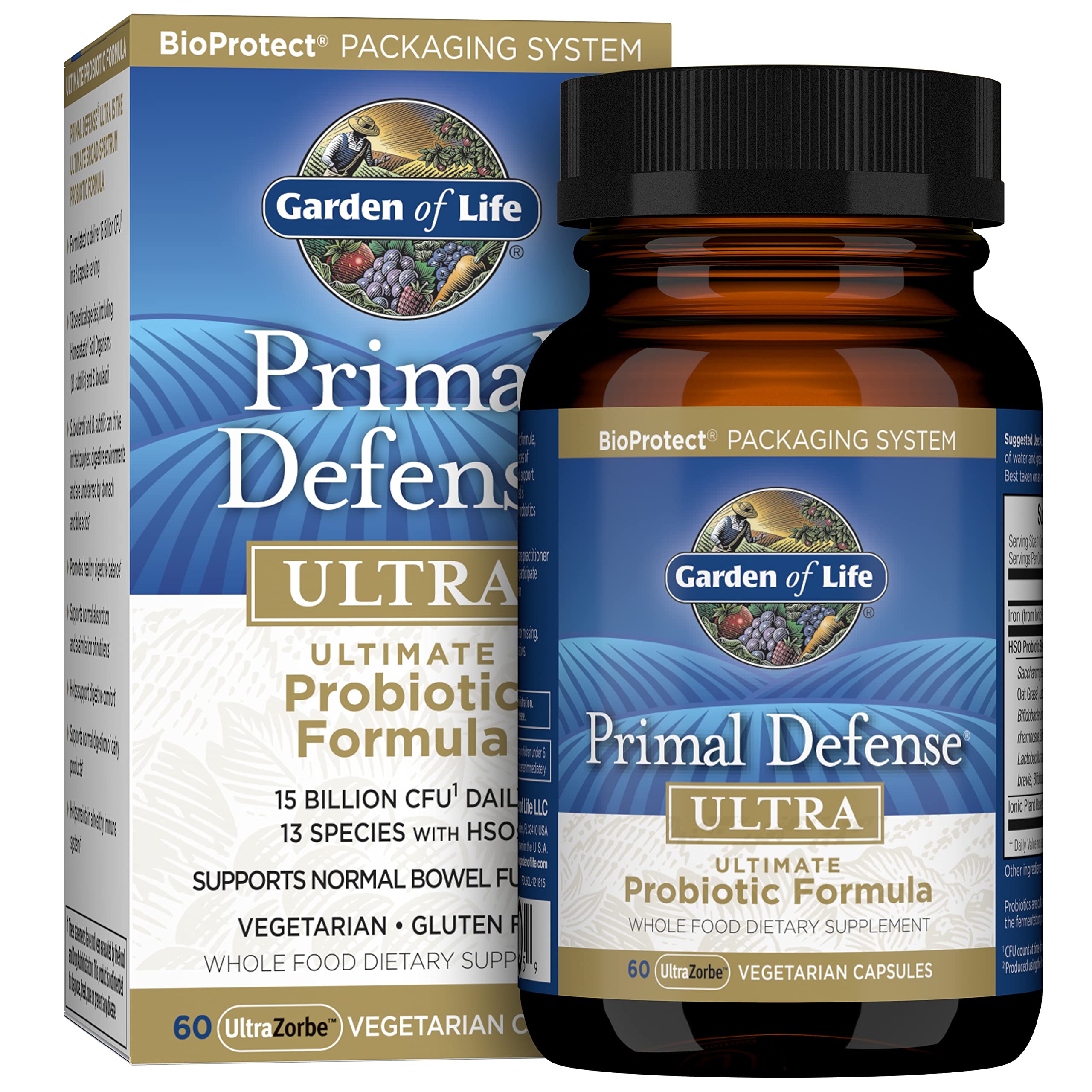 Garden of Life Primal Defense Ultra, bouteille: soutien potentiel à l'équilibre digestif au quotidien.