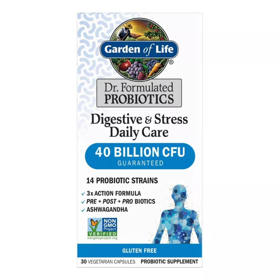Garden of Life Probiotic: capsules, Ashwagandha et soutien anti-stress pour la digestion.