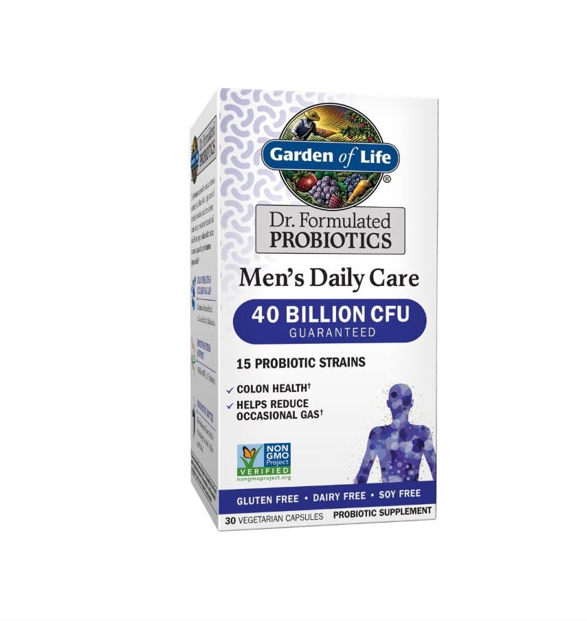 Garden of Life Probiotiques Hommes capsules végétariennes, prise quotidienne facile.