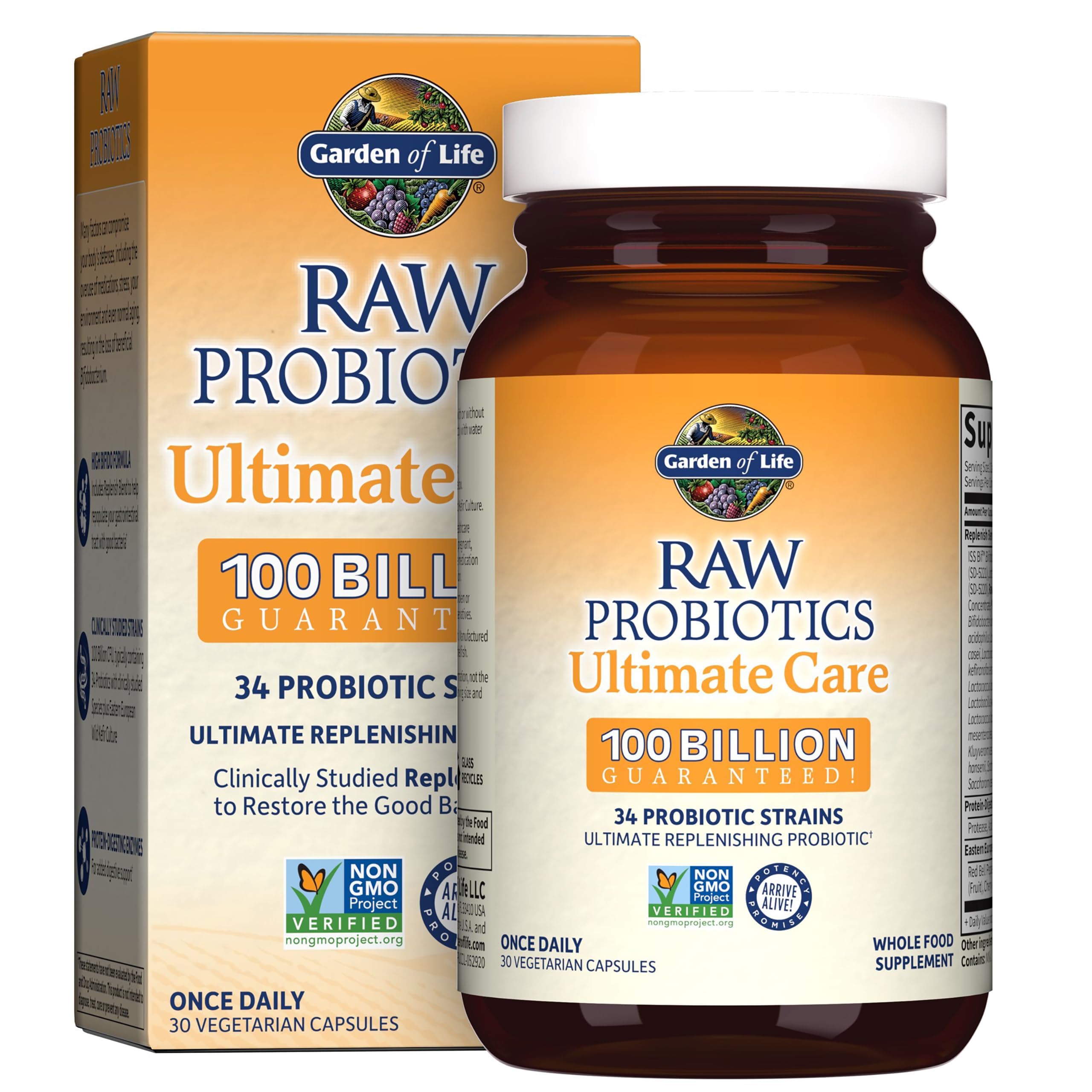 Garden of Life Probiotiques Ultimate Care – bouteille et capsules pour usage quotidien