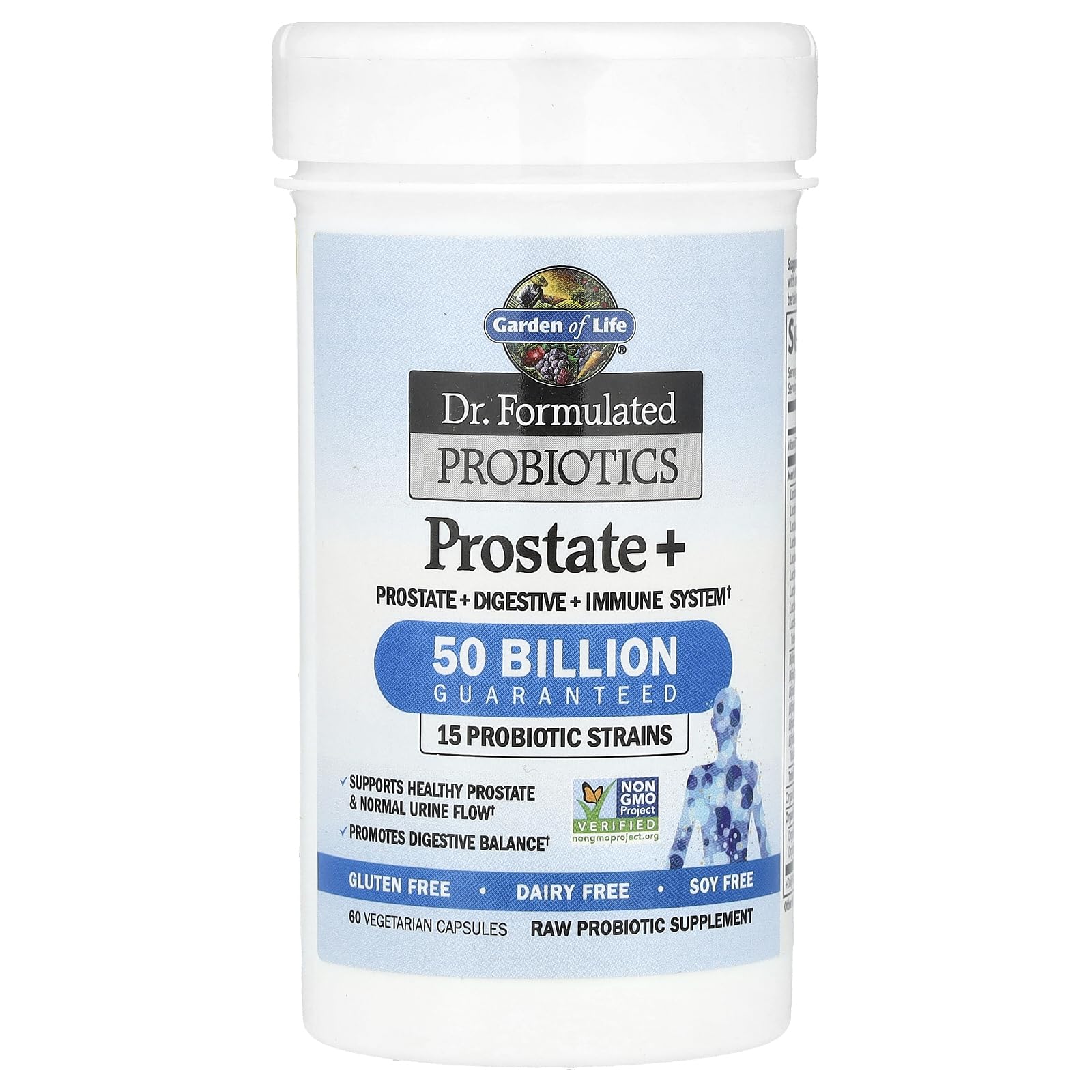 Capsules 50 milliards de probiotiques dans Prostate+, pour le soutien digestif et immunitaire.