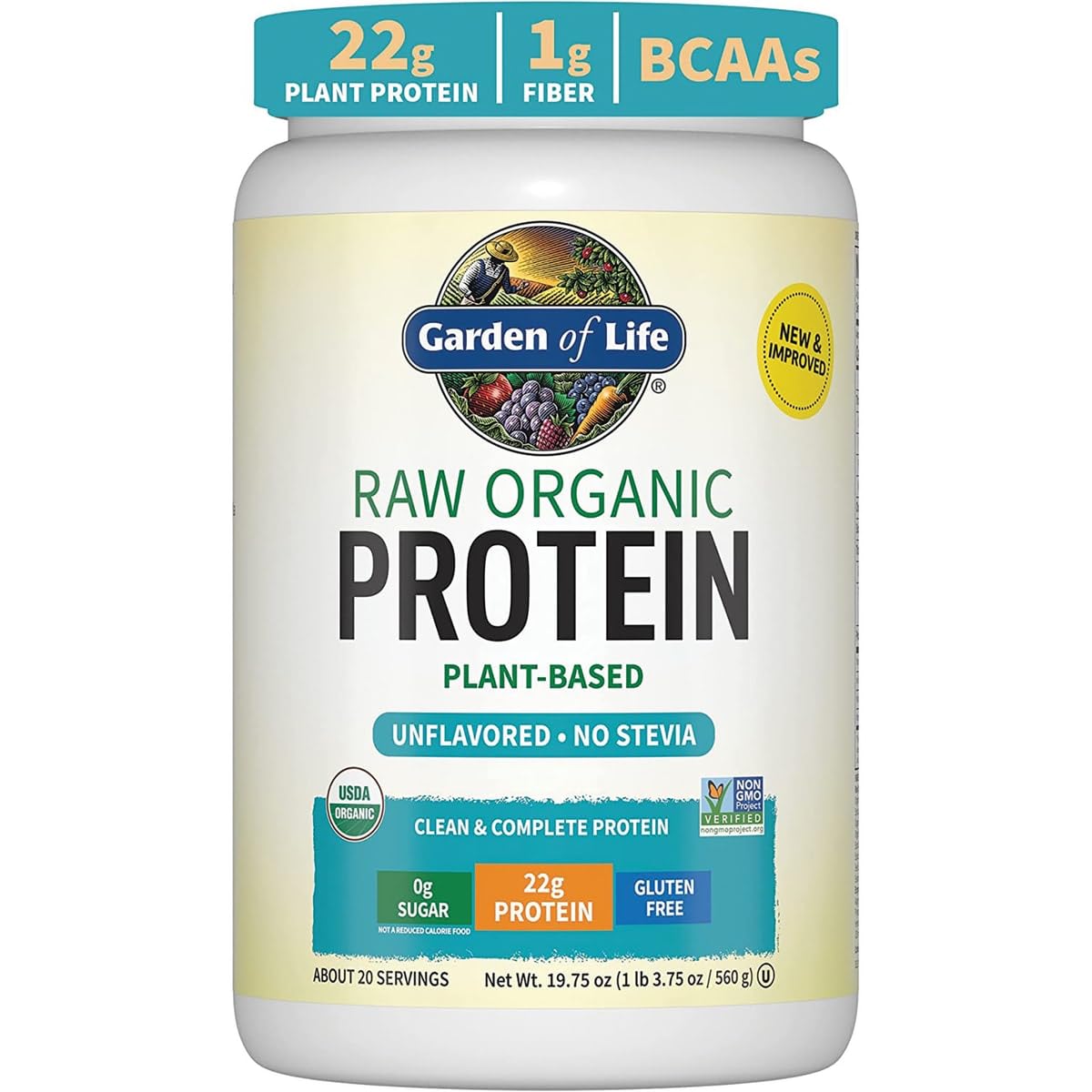 Garden of Life Protéine Vegan Bio BCAAs et fibres pour soutien musculaire