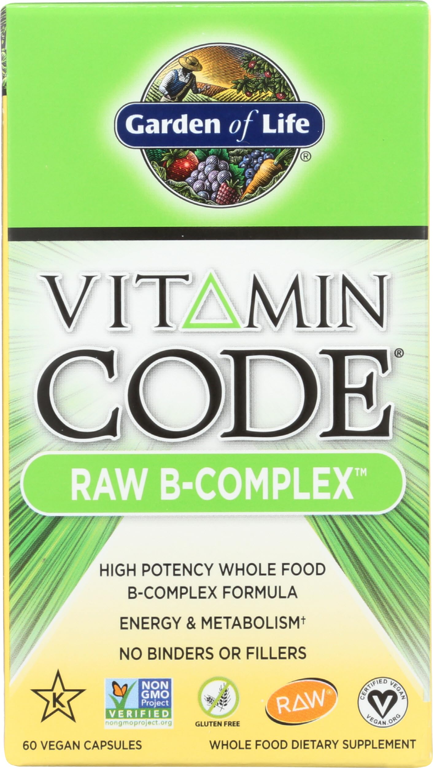 Garden of Life Raw B Complex – capsules véganes faciles à avaler pour l'énergie.
