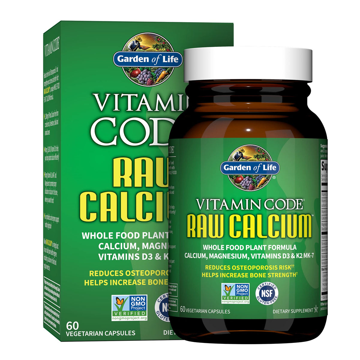 Garden of Life Raw Calcium - bouteille de capsules, soutien naturel des os