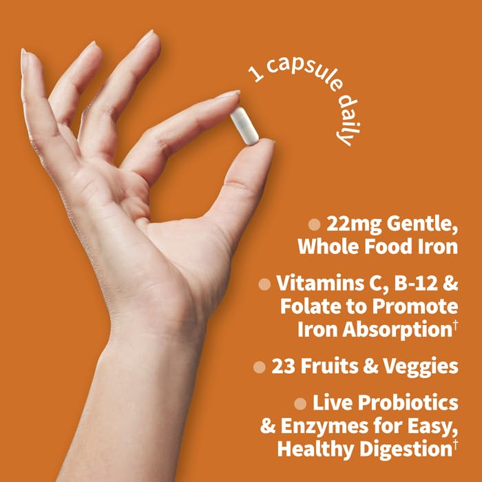 Garden of Life Raw Iron capsules: capsules végétaliennes et faciles à prendre.