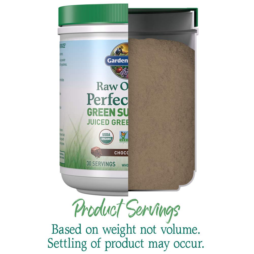 Garden of Life Raw Organic Perfect Food Chocolat – etiquette bio: produit vegan et certifié.