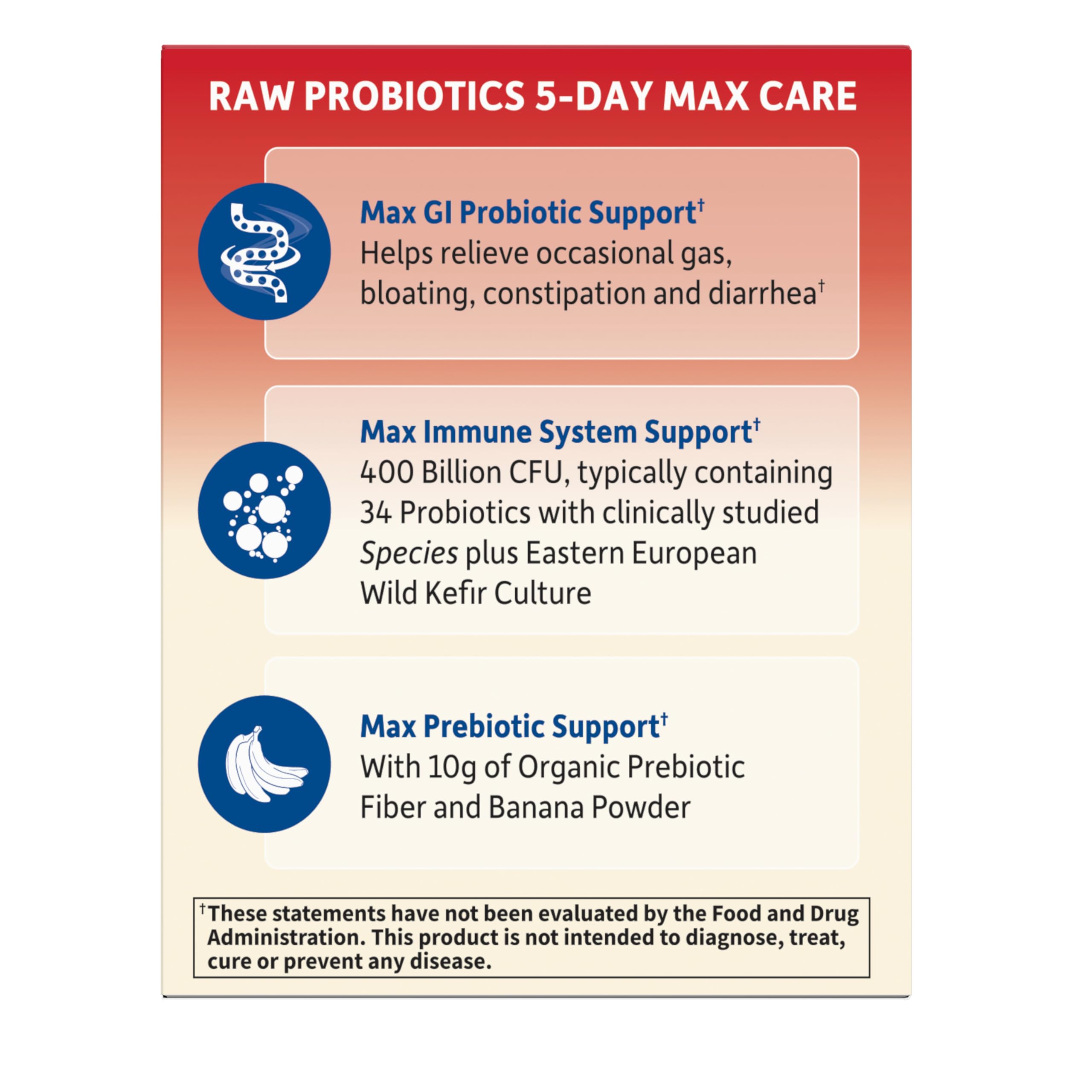 Garden of Life Raw Probiotics 5-Day Max Care — dose journalière recommandée sur 5 jours.
