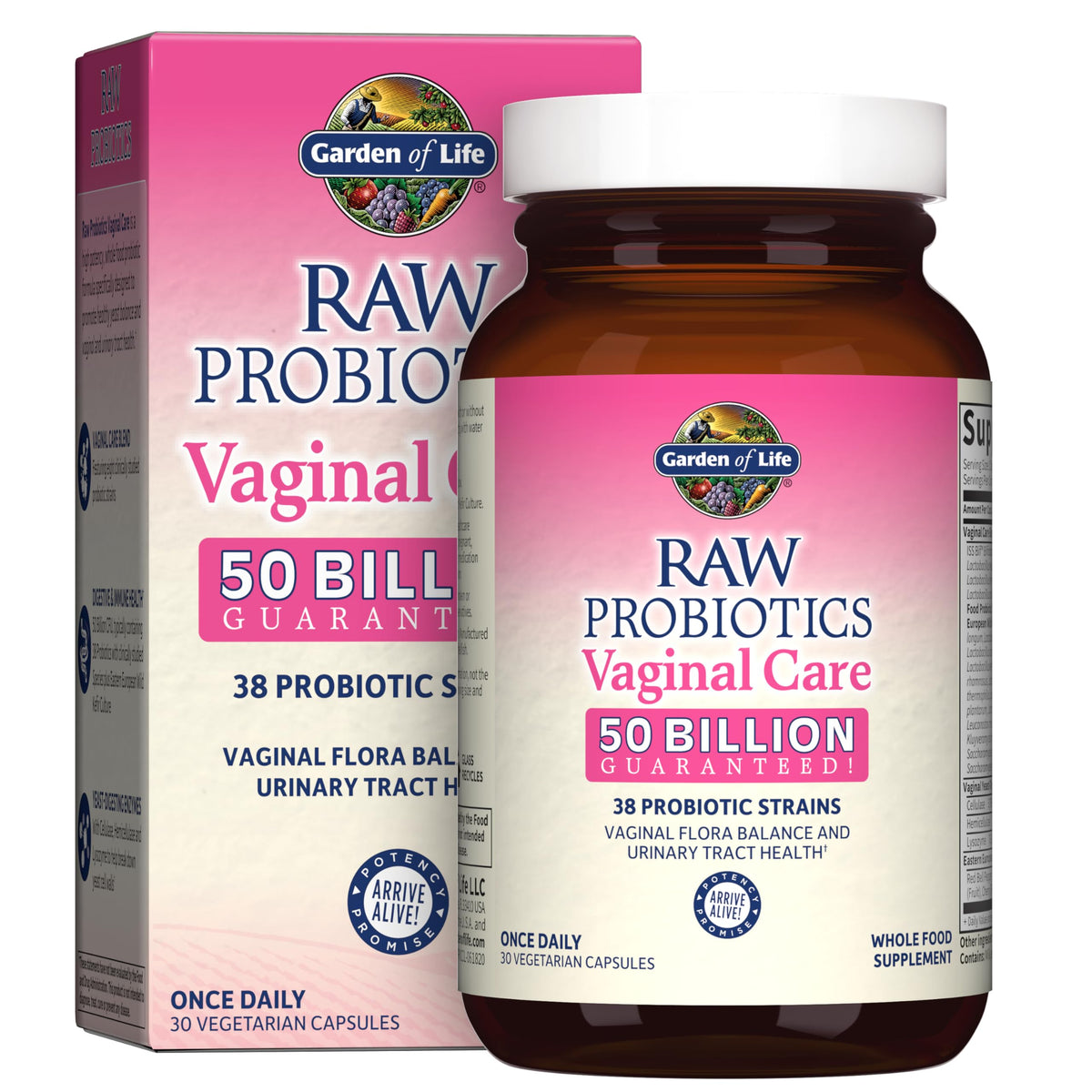 Capsule Garden of Life Raw Probiotics Vaginal Care, soutien potentiel à l'équilibre vaginal.