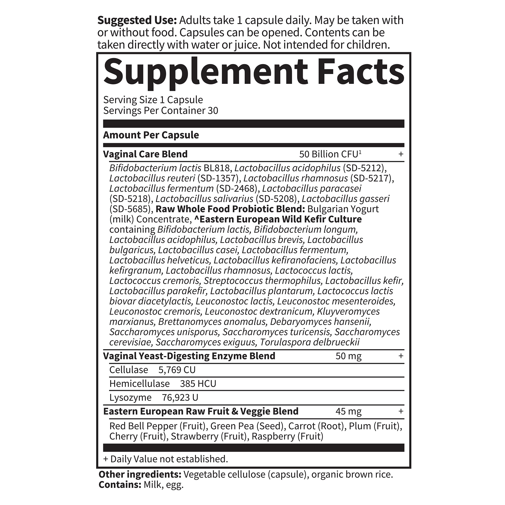Formulation sans gluten et sans soja dans Garden of Life Vaginal Care.