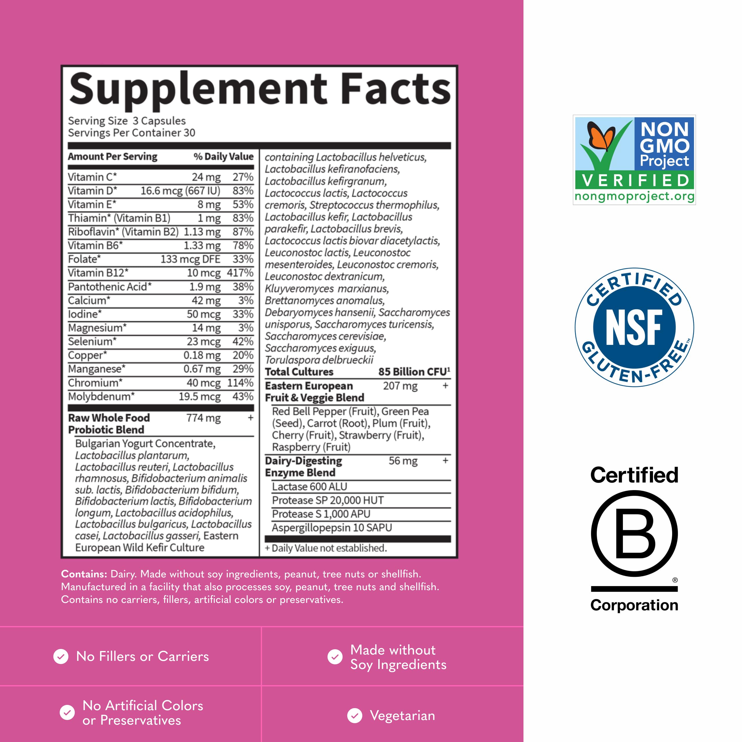 Garden of Life: 33 souches probiotiques pour l'équilibre intestinal.