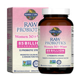 Garden of Life Raw Probiotics Women 50 & Wiser, emballage visible, soutien digestif quotidien.