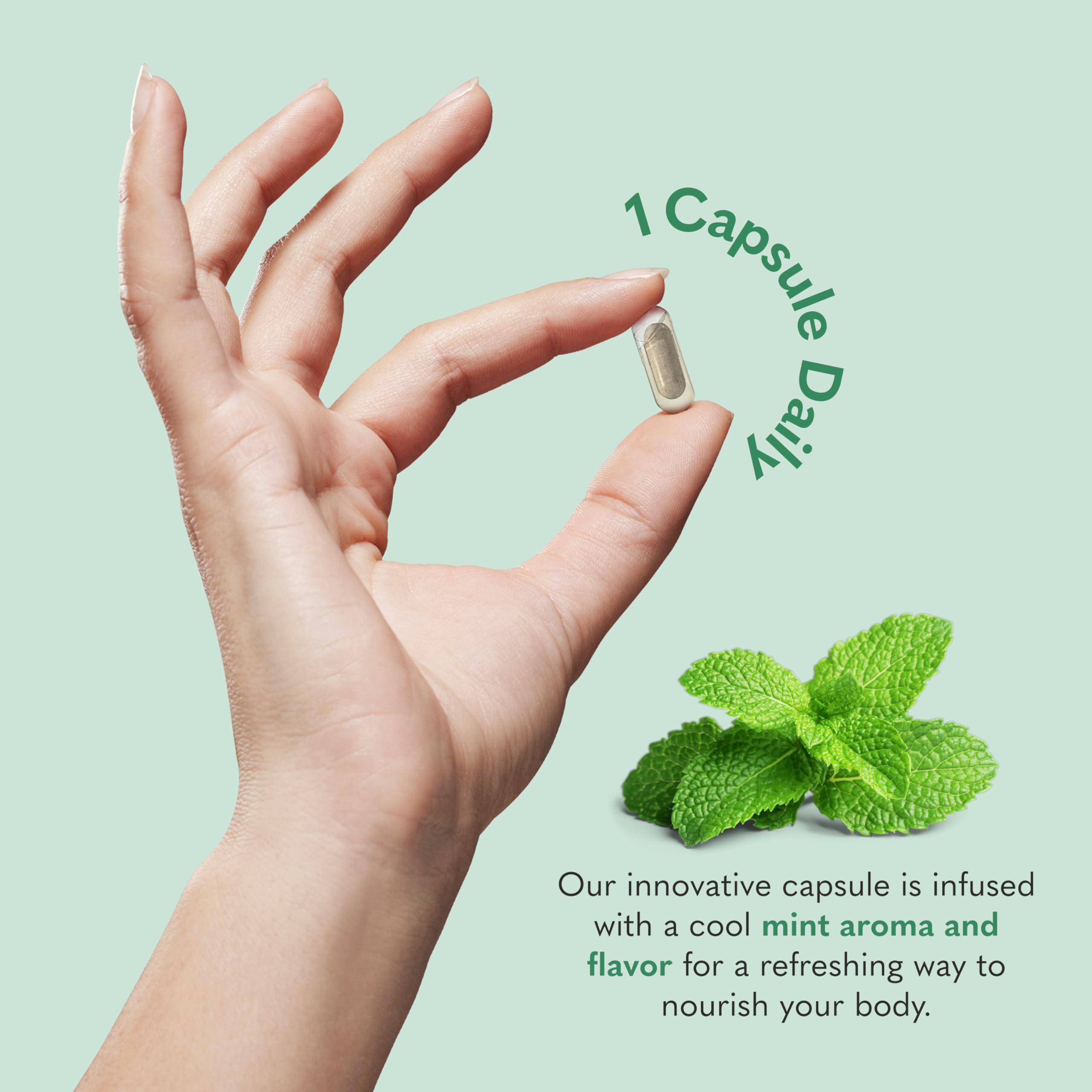 Garden of Life Skin Smooth DuoCaps – arôme menthe rafraîchissant dans les capsules.