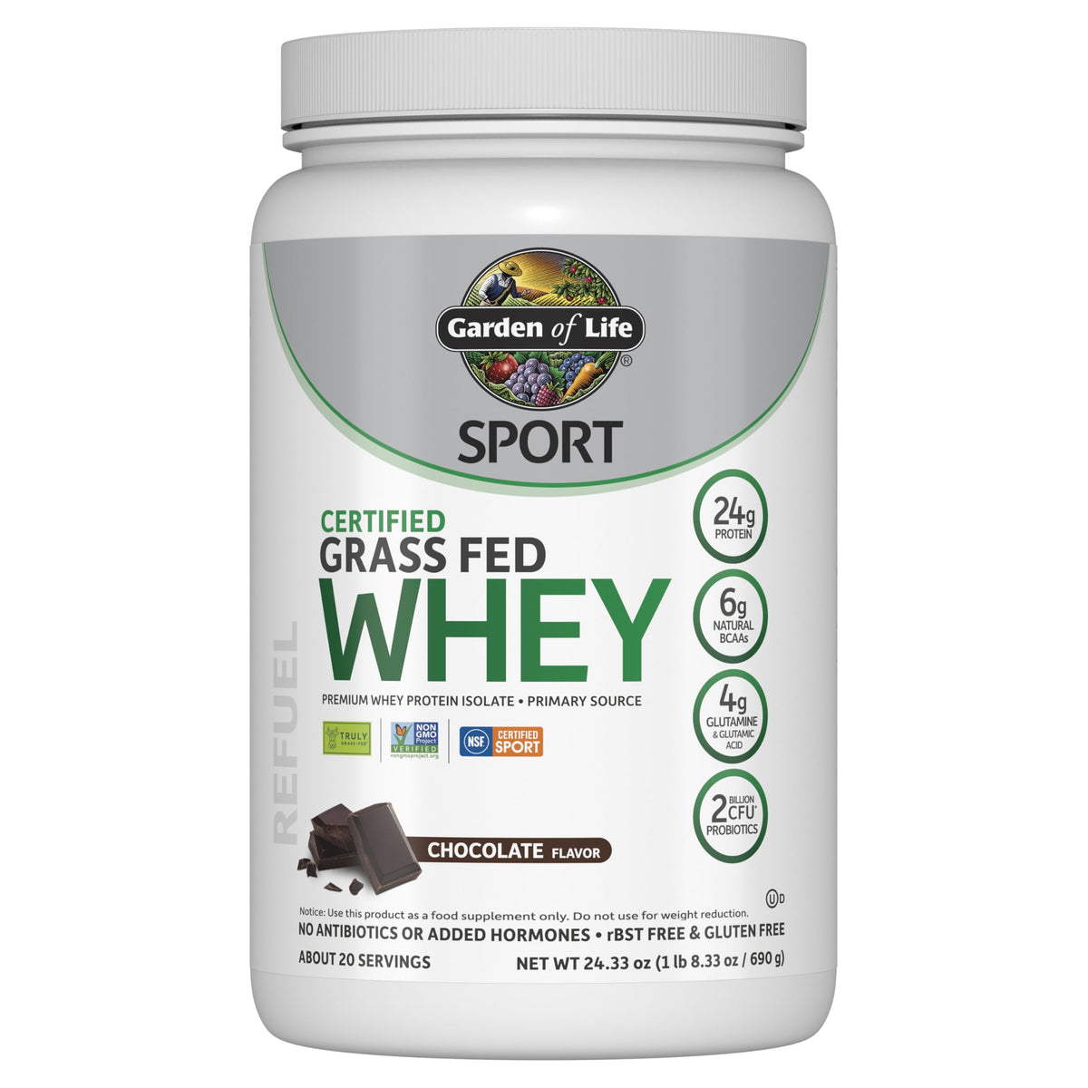 Garden of Life SPORT Whey chocolat, emballage prêt pour récupération post-entraînement