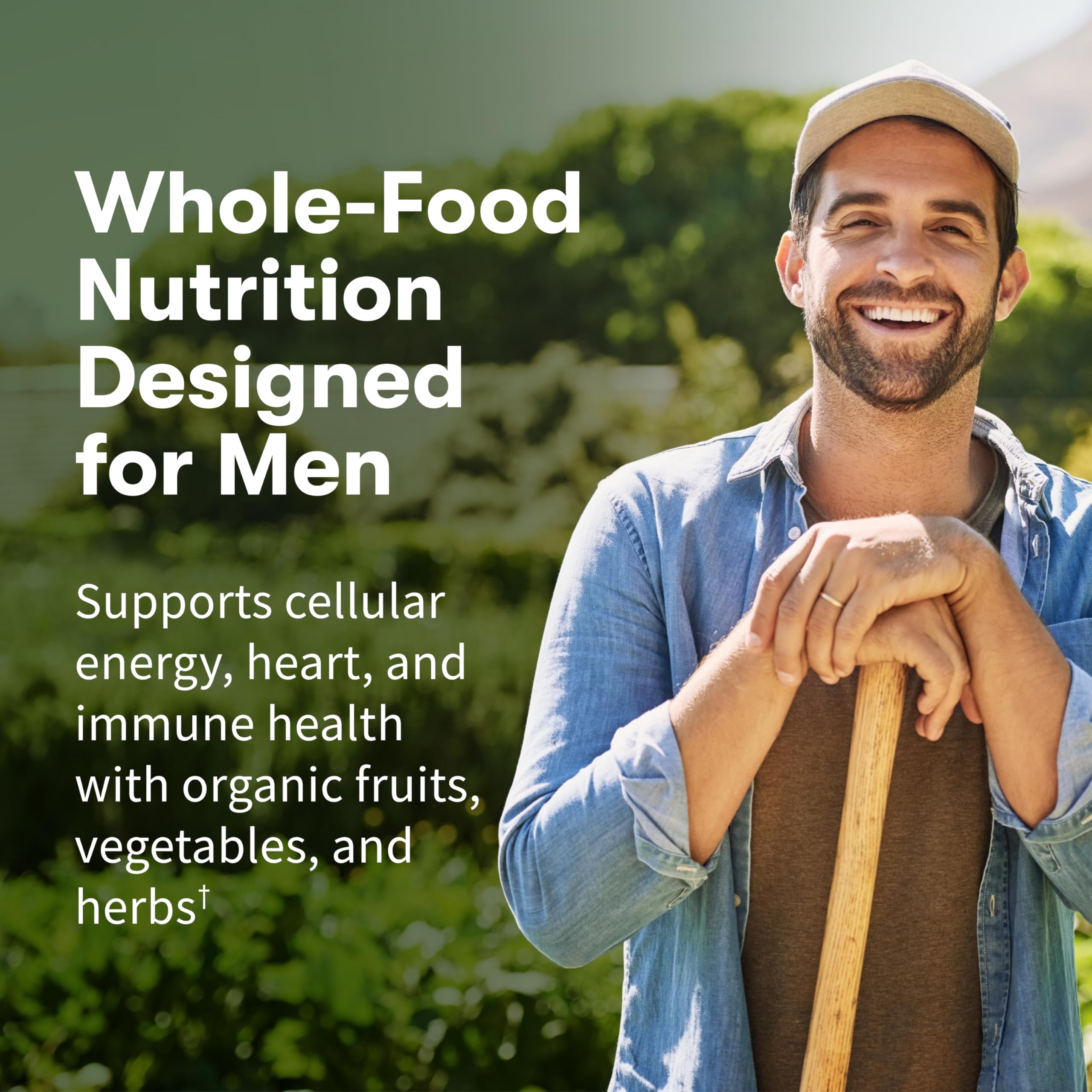 Garden of Life: tablettes organiques pour homme, vitalité quotidienne.
