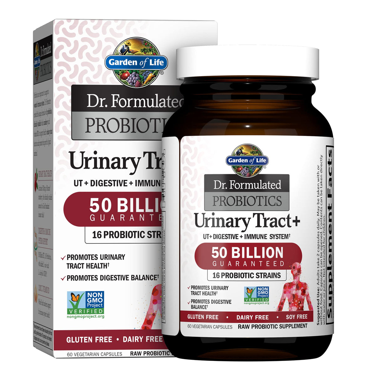 Garden of Life Urinary Tract+ flacon de 60 gélules végétariennes pour soutien digestif.