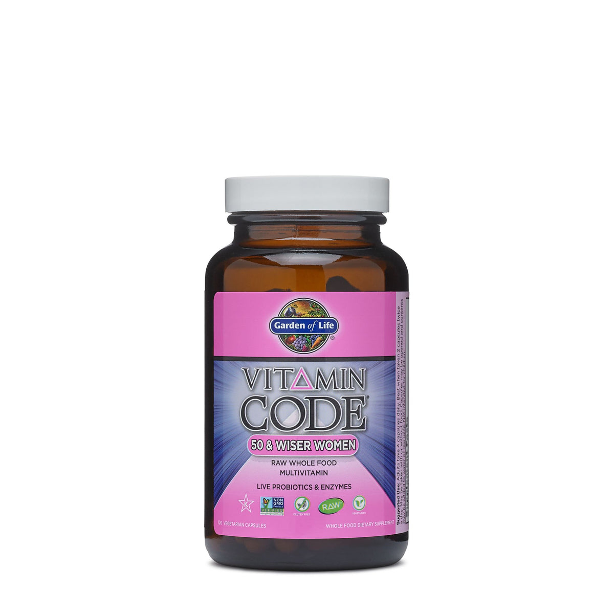 Garden of Life Vitamin Code 50 et plus Femmes, bouteille claire pour un soutien nutritionnel quotidien
