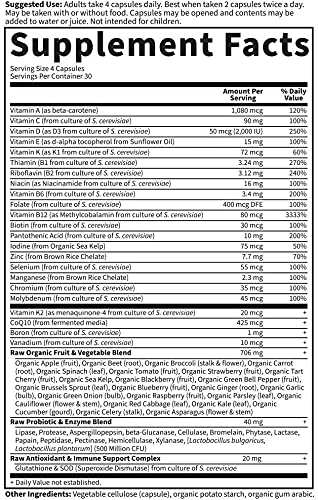 Ingrédients crus: 23 fruits et légumes ajoutent des antioxydants naturels.