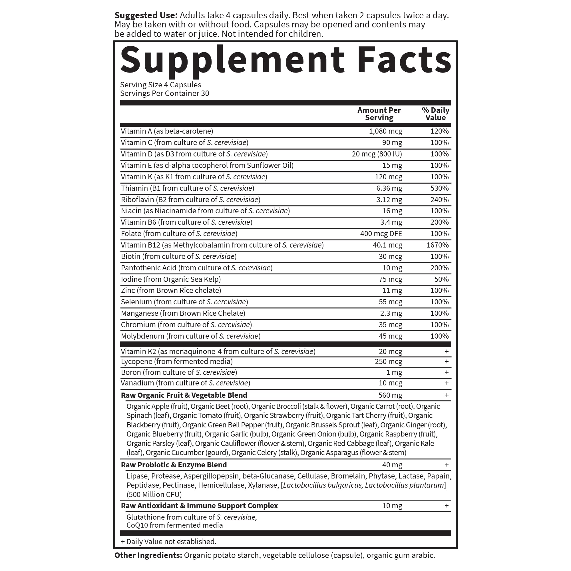 Garden of Life Vitamin Code Homme – Formulation végétarienne sans OGM ni gluten.