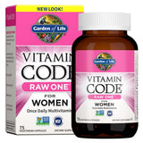 Garden of Life Vitamin Code Raw One Women, bouteille montrant la formule vivante pour l'énergie
