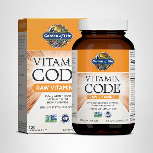 Garden of Life vitamine C pratique, capsules végétales faciles à doser dans l'eau.