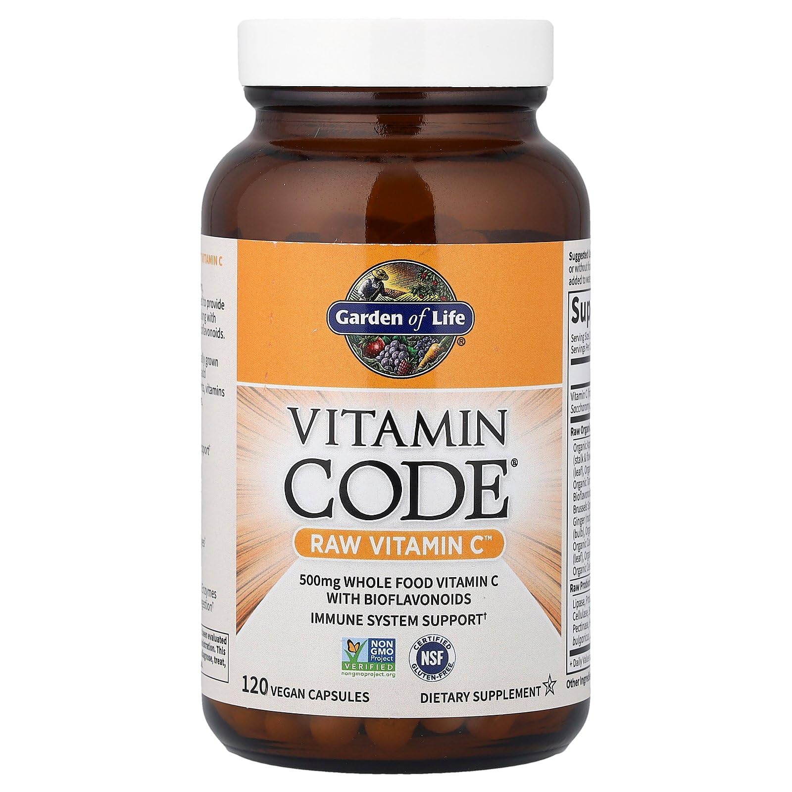 Garden of Life vitamine C probiotiques et enzymes, soutien digestion et absorption.