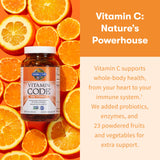 Garden of Life vitamine C vegan, sans ingrédients artificiels, pratique pour régimes variés.