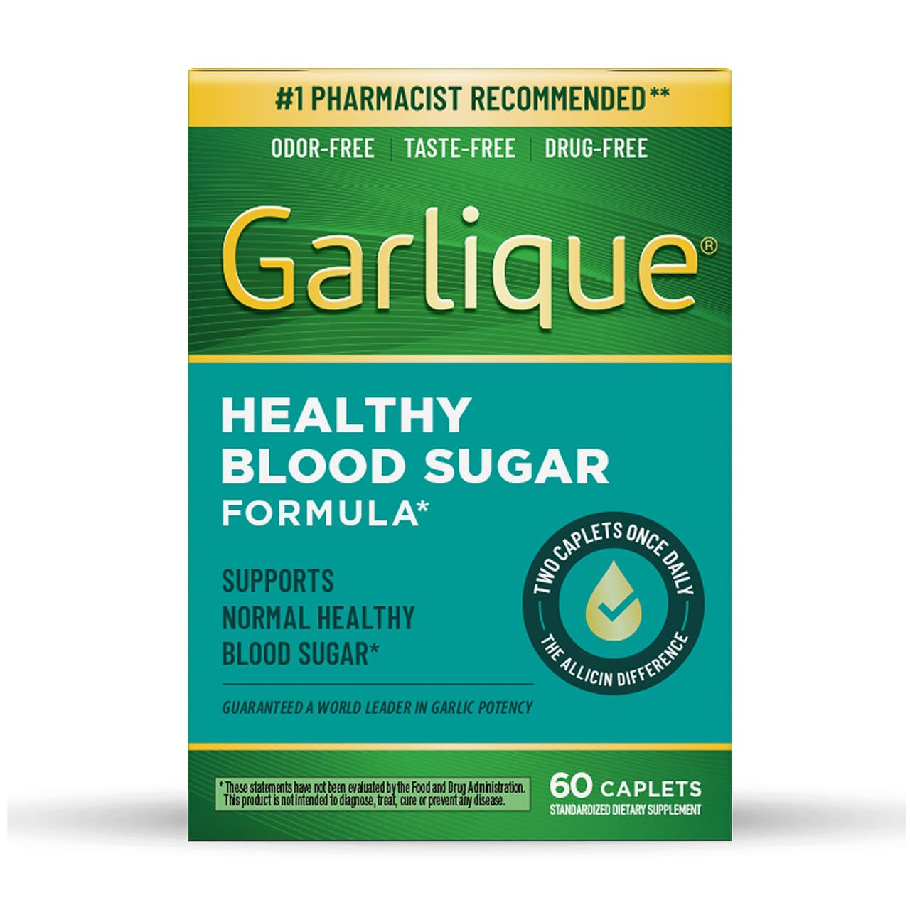 Garlique – bouteille de caplets sans odeur, usage quotidien facilité.