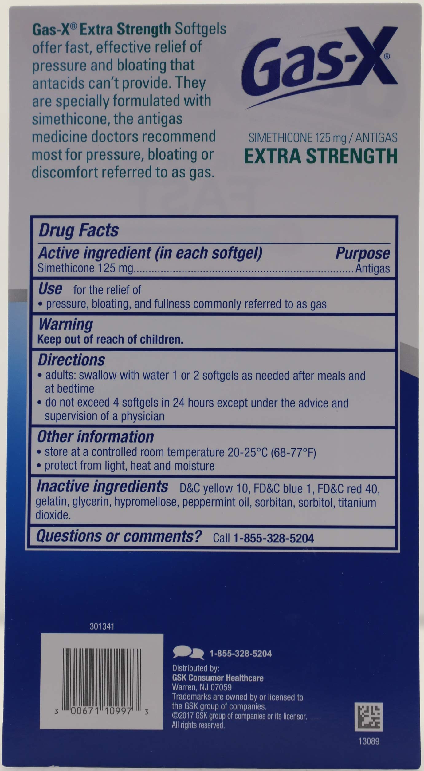 Gélules Gas-X 125 mg prêtes à agir et faciles à transporter