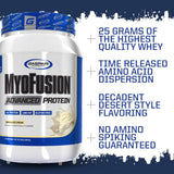 Gaspari Myofusion shake vanille cremeux, goût agréable et protéiné.