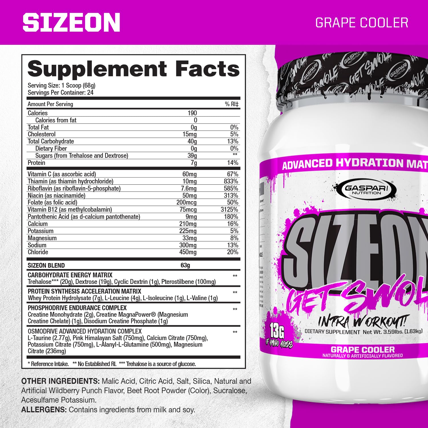 Gaspari SizeOn, dose goe2t raisin rafrae5chissant: optimise recovery et performance