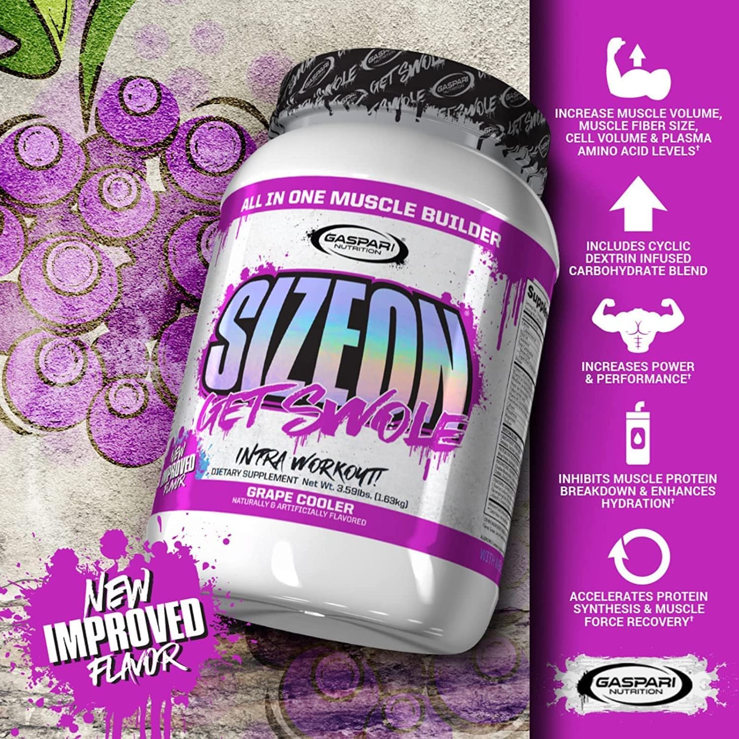 Gaspari SizeOn, emballage goe2t raisin rafrae5chissant: formule pour nourrir les muscles
