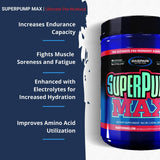 Gaspari SuperPump MAX cuillere-dose pour dosage pratique avant l’entraînement.