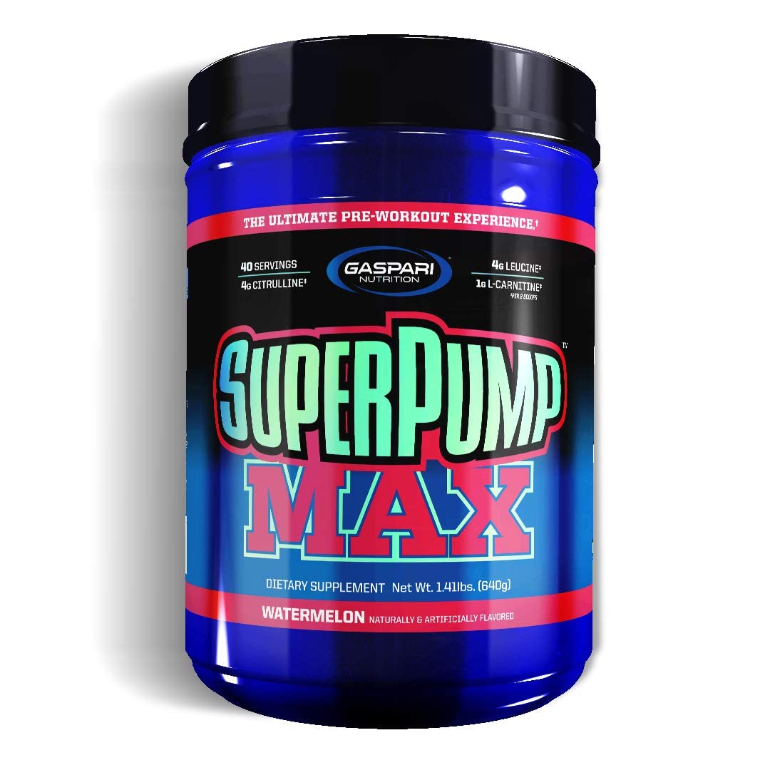 Gaspari SuperPump MAX pot-poudre avec énergie pré-entraînement et Pastèque.