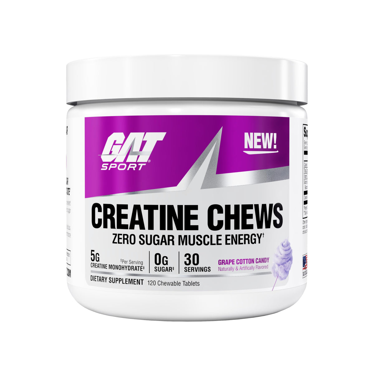 GAT SPORT Creatine Chews – emballage pratique et facile à transporter.